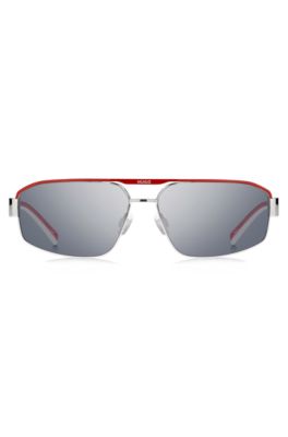 HUGO Eyewear Wraparound sunglasses in white and red, Assorted-Pre-Pack