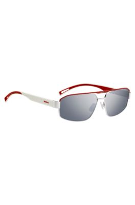 HUGO Eyewear Wraparound sunglasses in white and red, Assorted-Pre-Pack