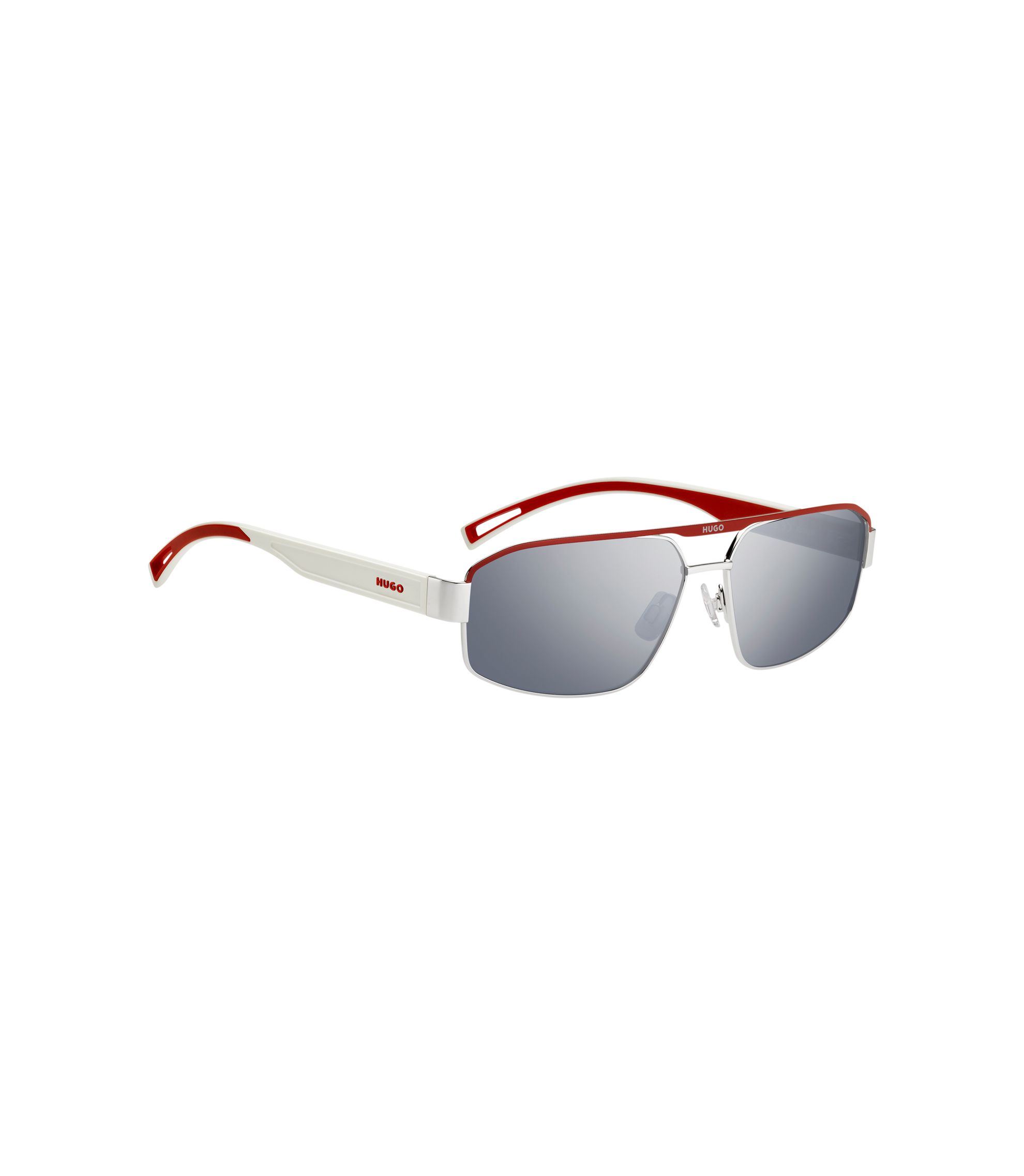 HUGO Transparent Frame Sunglasses with Vibrant Red Lenses HUGO - Red-acetate sunglasses with degradé temples - Red main image 3