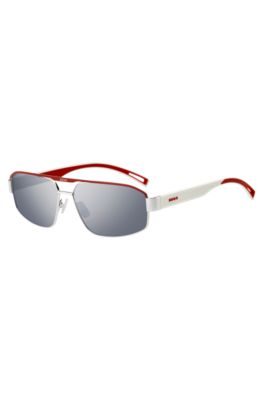 HUGO Eyewear Wraparound sunglasses in white and red, Assorted-Pre-Pack