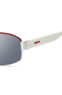 HUGO Eyewear Wraparound sunglasses in white and red, Assorted-Pre-Pack