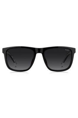 Matte-black sunglasses with patterned temples, Assorted-Pre-Pack