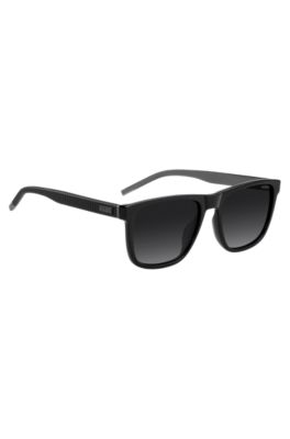 Matte-black sunglasses with patterned temples, Assorted-Pre-Pack