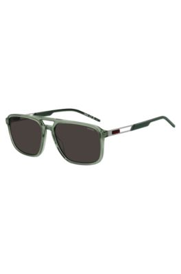 Green-acetate sunglasses with cut-out temples, Assorted-Pre-Pack