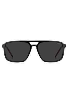 Gafas de sol de acetato negro con logo de goma, Assorted-Pre-Pack