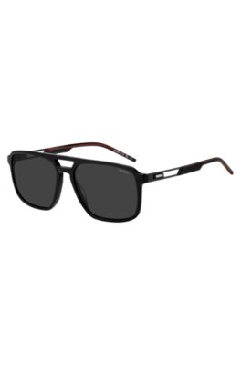 Gafas de sol de acetato negro con logo de goma, Assorted-Pre-Pack