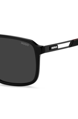 Gafas de sol de acetato negro con logo de goma, Assorted-Pre-Pack