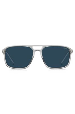 Clear-acetate sunglasses with rubber logo, Assorted-Pre-Pack