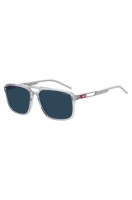 Clear-acetate sunglasses with rubber logo, Assorted-Pre-Pack
