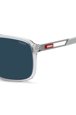 Clear-acetate sunglasses with rubber logo, Assorted-Pre-Pack