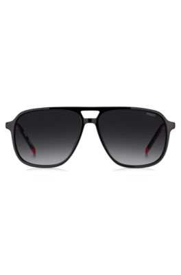 Gafas de sol de acetato negro con puente doble, Assorted-Pre-Pack