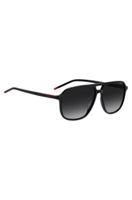 Gafas de sol de acetato negro con puente doble, Assorted-Pre-Pack