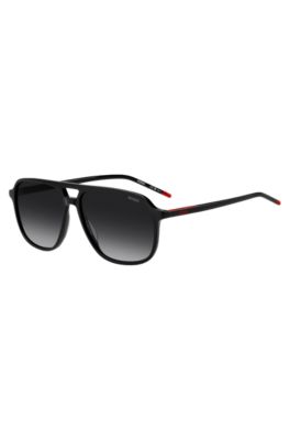 Gafas de sol de acetato negro con puente doble, Assorted-Pre-Pack