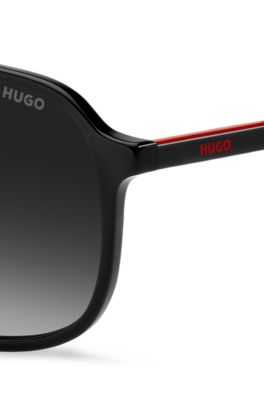 Gafas de sol de acetato negro con puente doble, Assorted-Pre-Pack