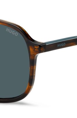 Horn-acetate sunglasses with double bridge, Assorted-Pre-Pack