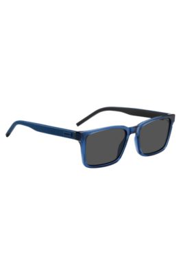 Transparent-blue sunglasses with patterned temples, Assorted-Pre-Pack