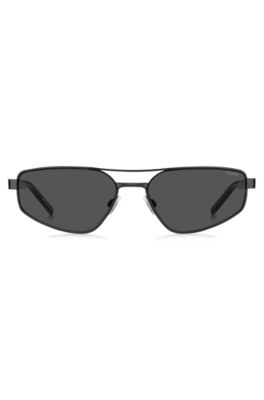 Black-metal sunglasses with cut-out logo, Assorted-Pre-Pack