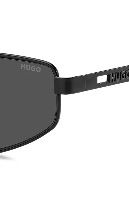 Black-metal sunglasses with cut-out logo