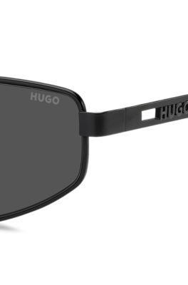 Black-metal sunglasses with cut-out logo, Assorted-Pre-Pack
