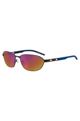 Gafas de sol de metal negro con logo perforado, Assorted-Pre-Pack