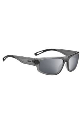 Temple-logo sunglasses in grey acetate, Assorted-Pre-Pack