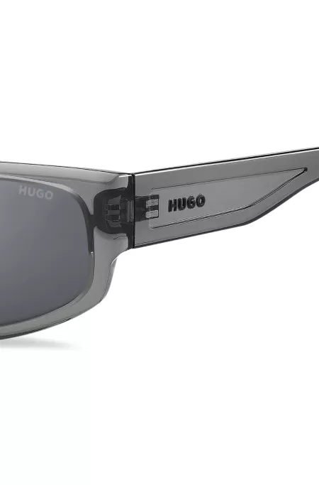 Temple-logo sunglasses in grey acetate