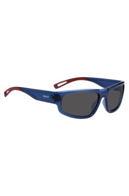 Temple-logo sunglasses in blue acetate, Assorted-Pre-Pack