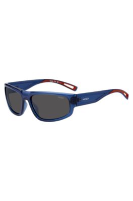 Temple-logo sunglasses in blue acetate, Assorted-Pre-Pack