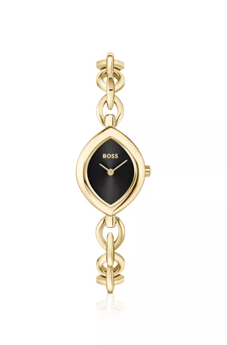 Fiora watch in gold-tone steel with black dial