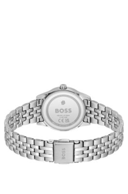 Graceful silver-tone watch with sunburst-patterned dial, Assorted-Pre-Pack