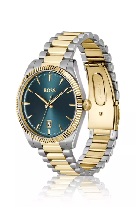 Cheswick two-tone watch with fluted bezel