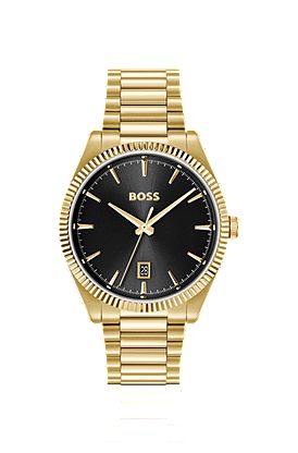 Cheswick gold-tone watch with fluted bezel