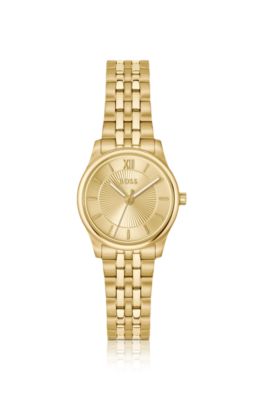 Graceful gold-tone watch with sunburst-patterned dial, Assorted-Pre-Pack