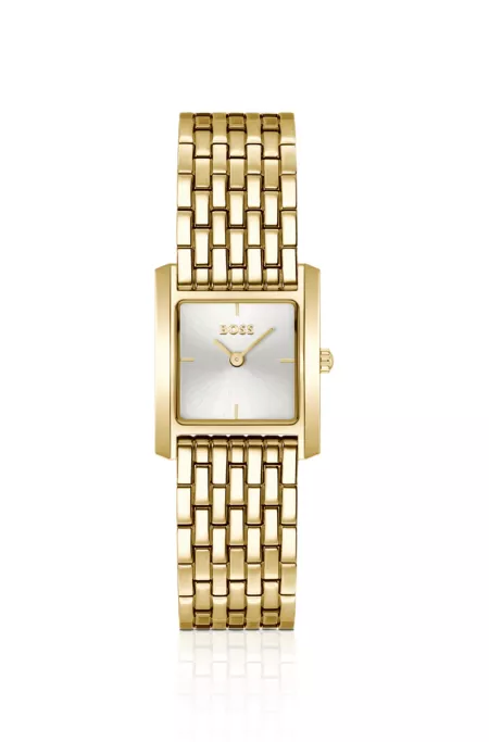 Gold-tone watch with square case