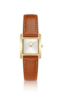 Leather-strap watch with square case, Assorted-Pre-Pack