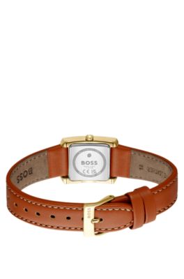Leather-strap watch with square case, Assorted-Pre-Pack