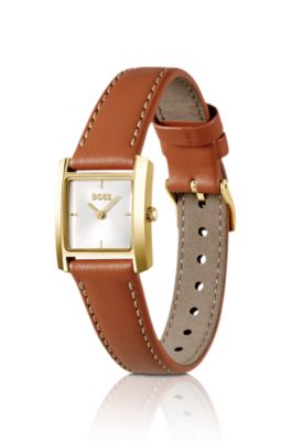 Leather-strap watch with square case, Assorted-Pre-Pack