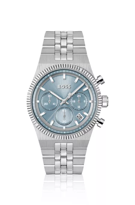 Candor blue-dial chronograph watch with fluted bezel