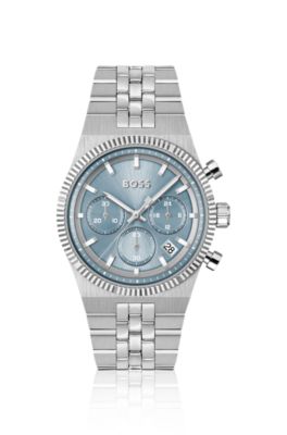 Candor blue-dial chronograph watch with fluted bezel, Assorted-Pre-Pack