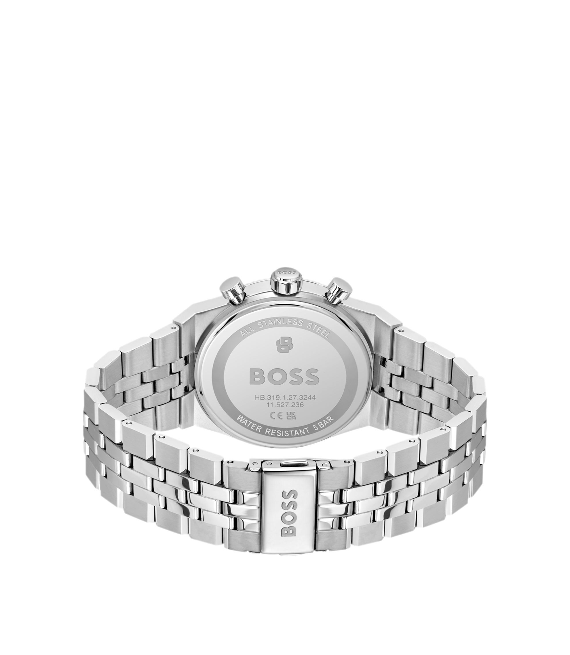 BOSS - Candor black-dial chronograph watch with fluted bezel