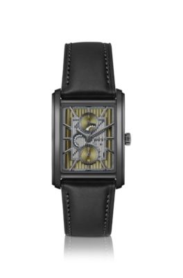 Principle Dress olive-dial watch with leather strap, Assorted-Pre-Pack