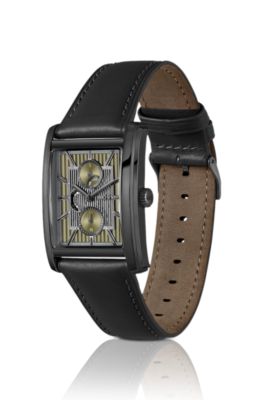 Principle Dress olive-dial watch with leather strap, Assorted-Pre-Pack