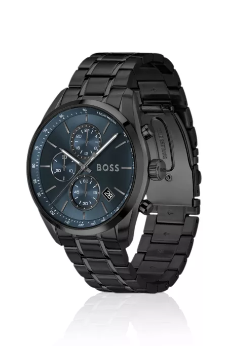 Grand Prix 44 chronograph watch with blue dial