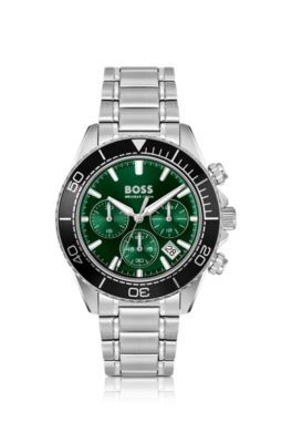 Sealiner silver-tone chronograph watch with green dial, Assorted-Pre-Pack