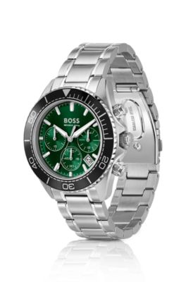 Sealiner silver-tone chronograph watch with green dial, Assorted-Pre-Pack