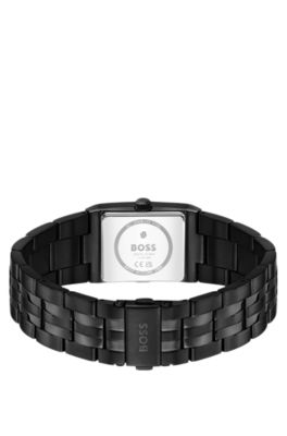 Strivo black-plated watch with stripe effect, Assorted-Pre-Pack