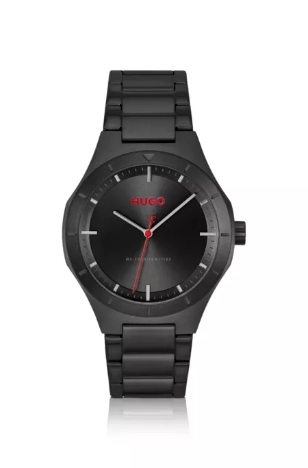 Lit black-plated watch with tonal dial