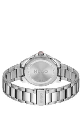 Seam stainless-steel watch with green textured dial, Assorted-Pre-Pack