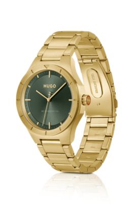 Lit gold-tone watch with green dial, Assorted-Pre-Pack