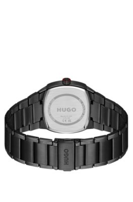 Telly black-plated watch with retro-shaped case, Assorted-Pre-Pack